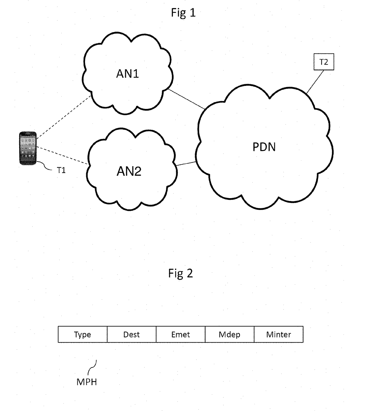 Access network selection for a multi-access terminal, based on a pheromone signal