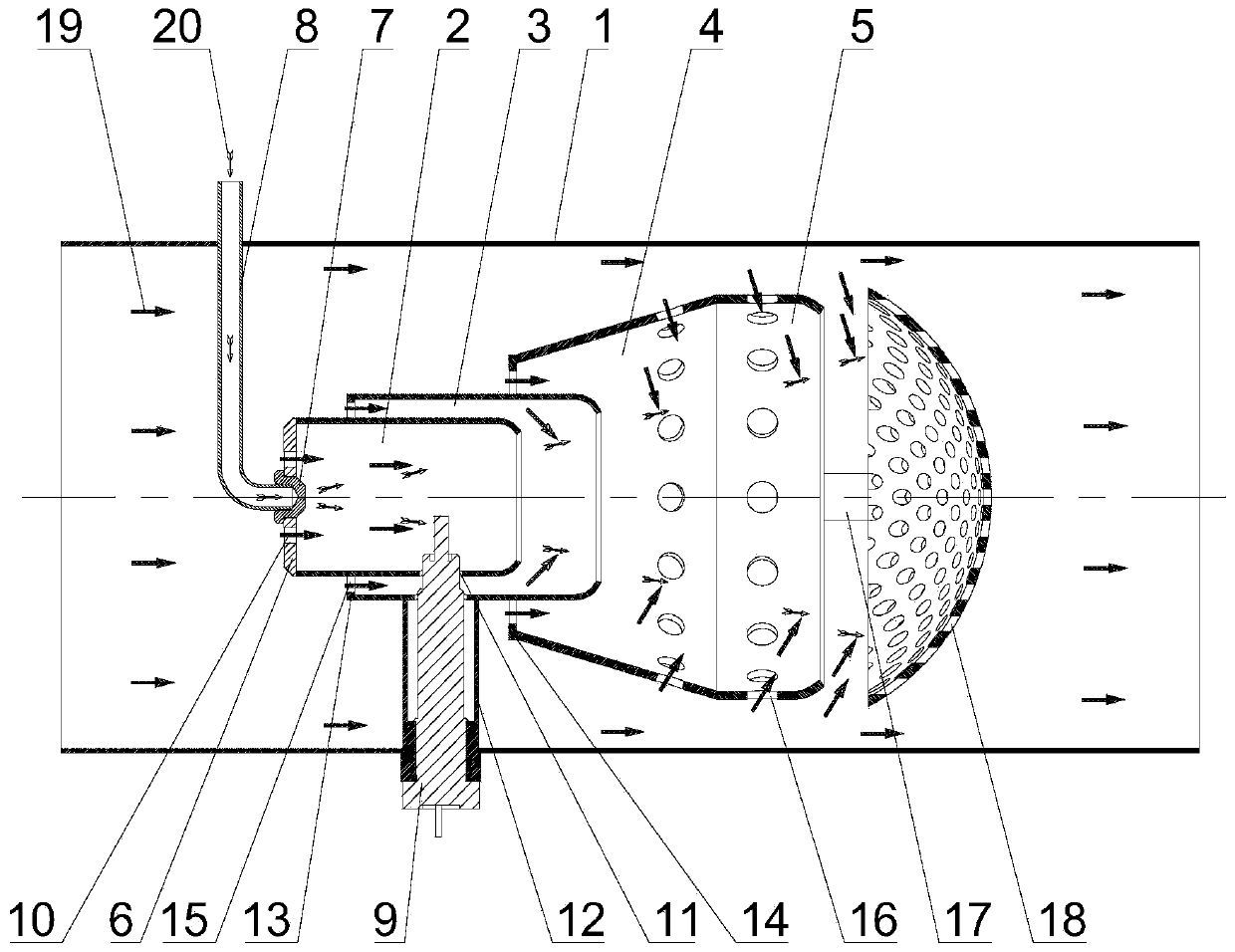 Inserting type multi-level mixing DPF combustor