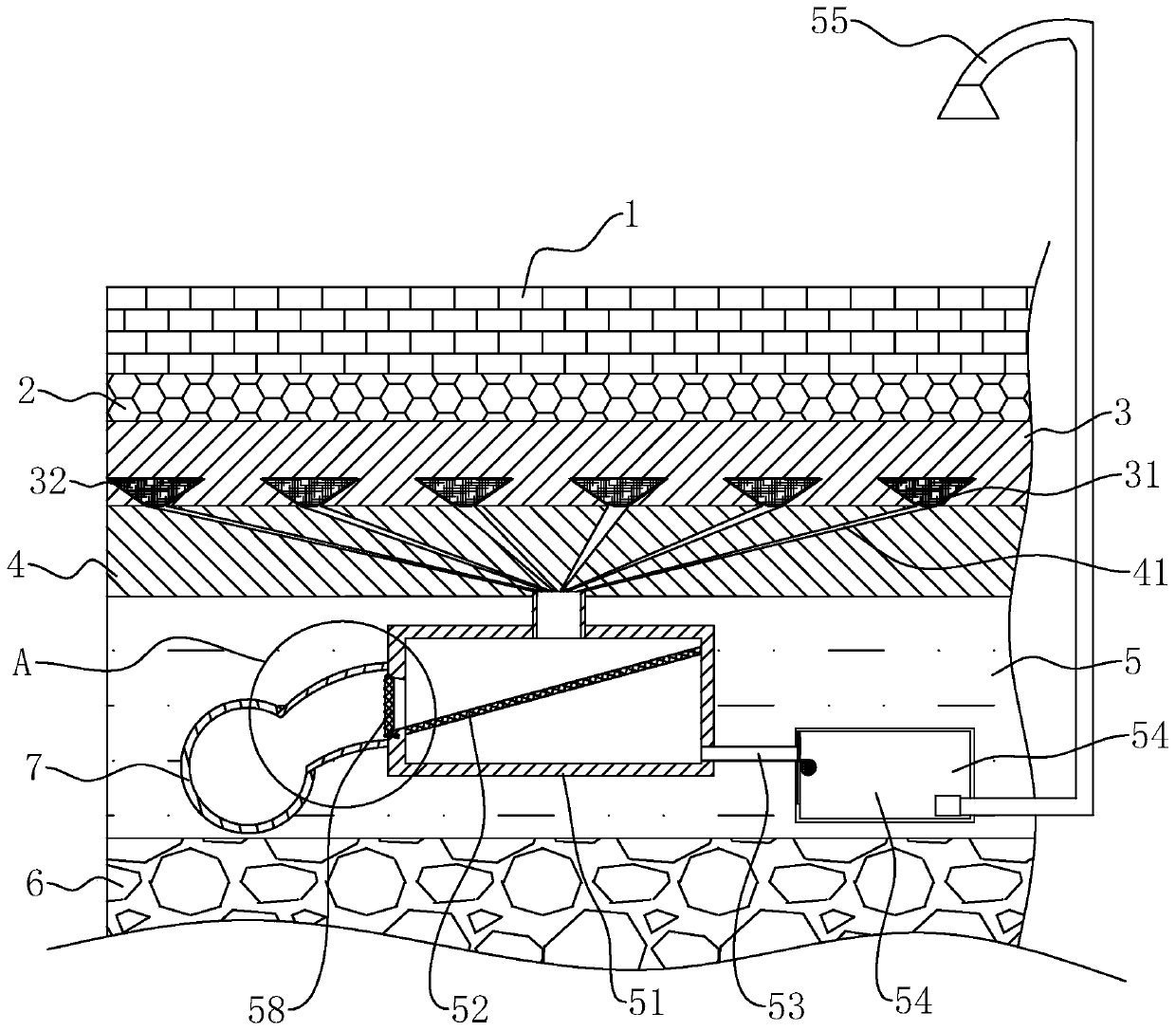 Sponge type road paving structure for garden and construction method of sponge type road paving structure