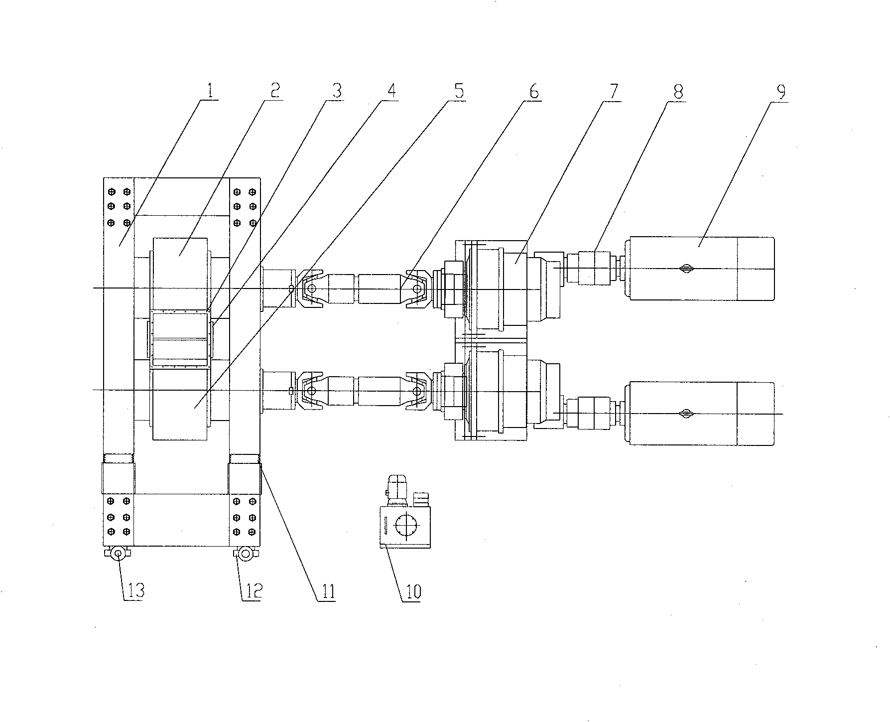 High-pressure roller mill for metal ore